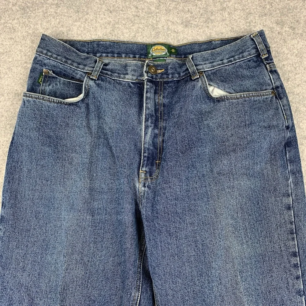 Cabelas Jeans 40x30 Mens Blue Denim Straight Leg Dark Wash Cotton 980203